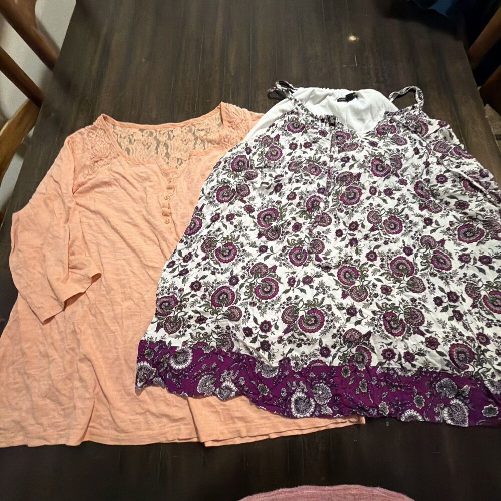 Lane Bryant Women's Plus Size 2XL Summer Top Floral Lot Of 2 Blouses